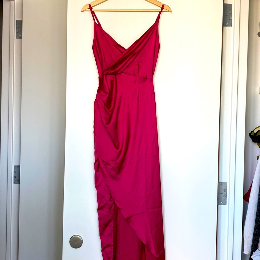 BRAND NEW never worn hot pink slit dress
